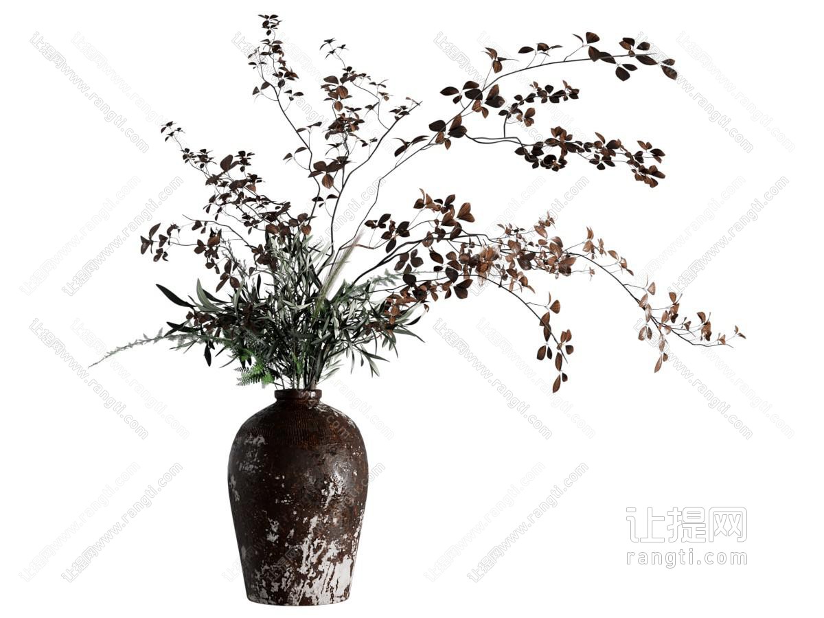 侘寂风花瓶花卉