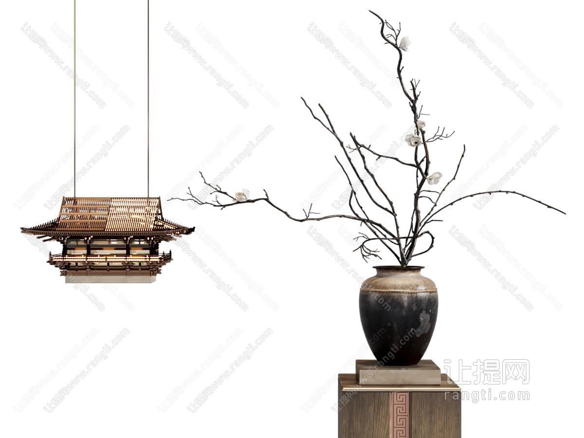 侘寂风吊灯 花瓶花卉