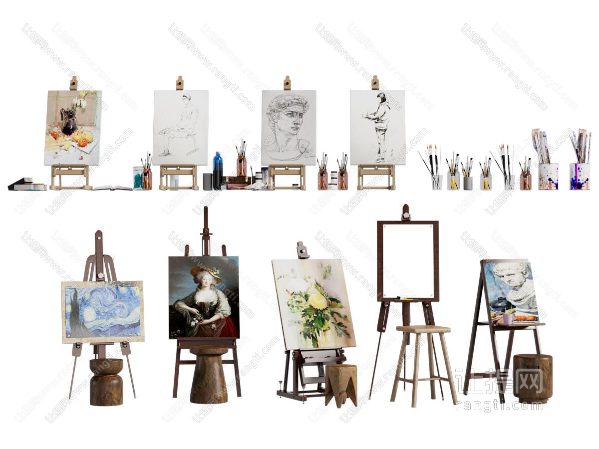 画具 画架 颜料 画笔 黑板 画板 凳子