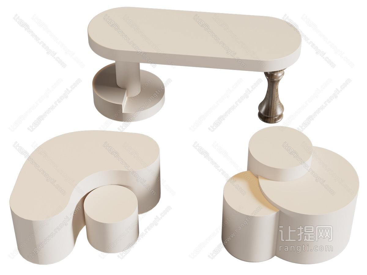 现代奶油风商业展台 展示台 展示柜