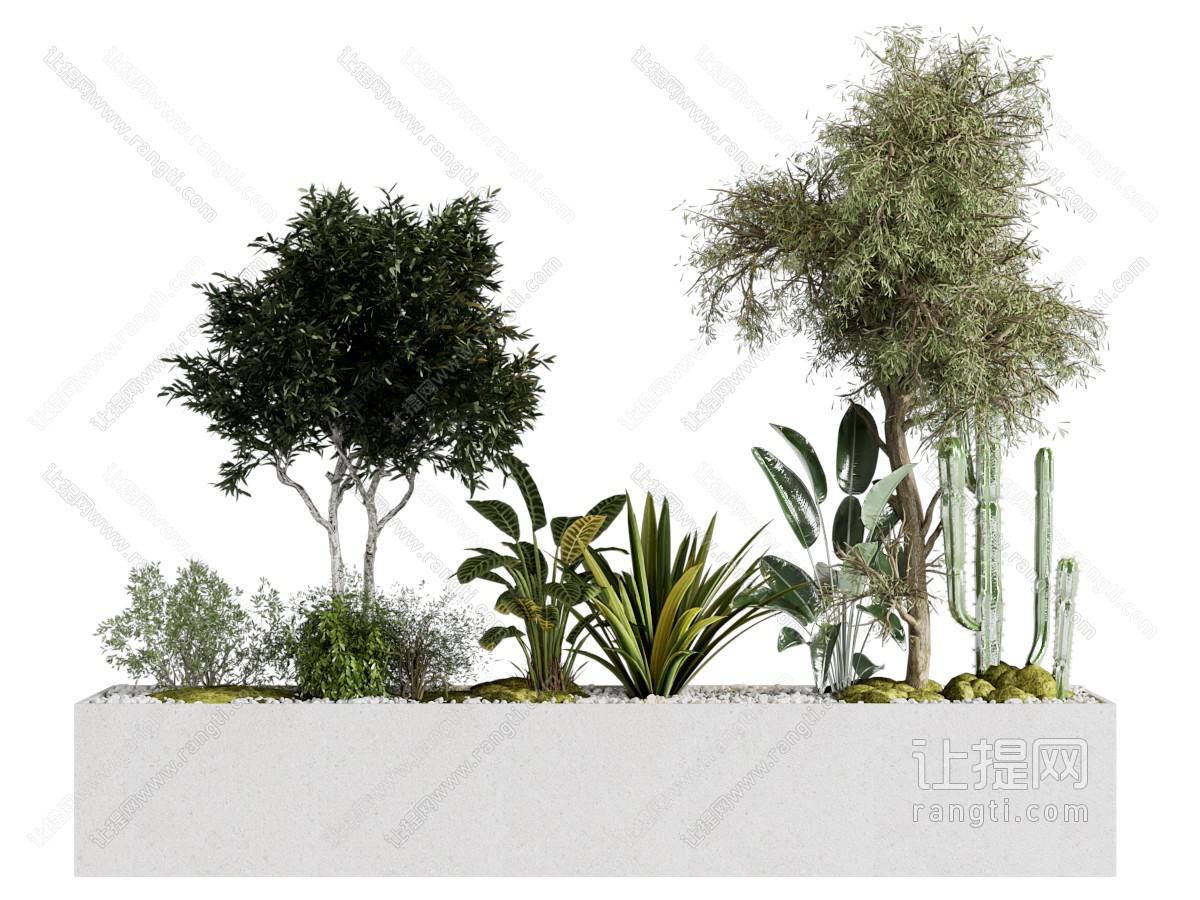 绿植堆 景观绿植 树池椅 花槽