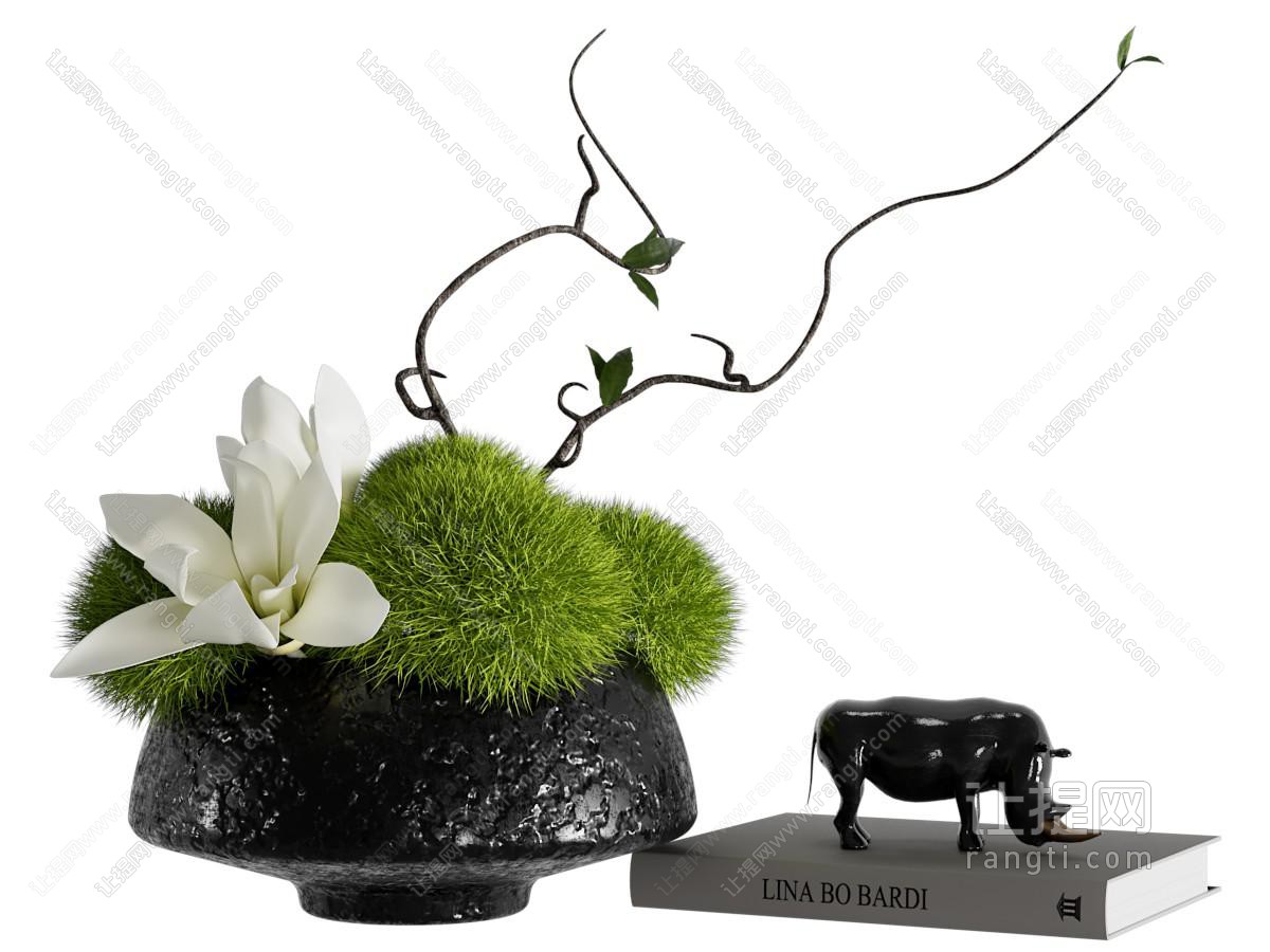 现代陶瓷花瓶 花艺 插花 苔藓