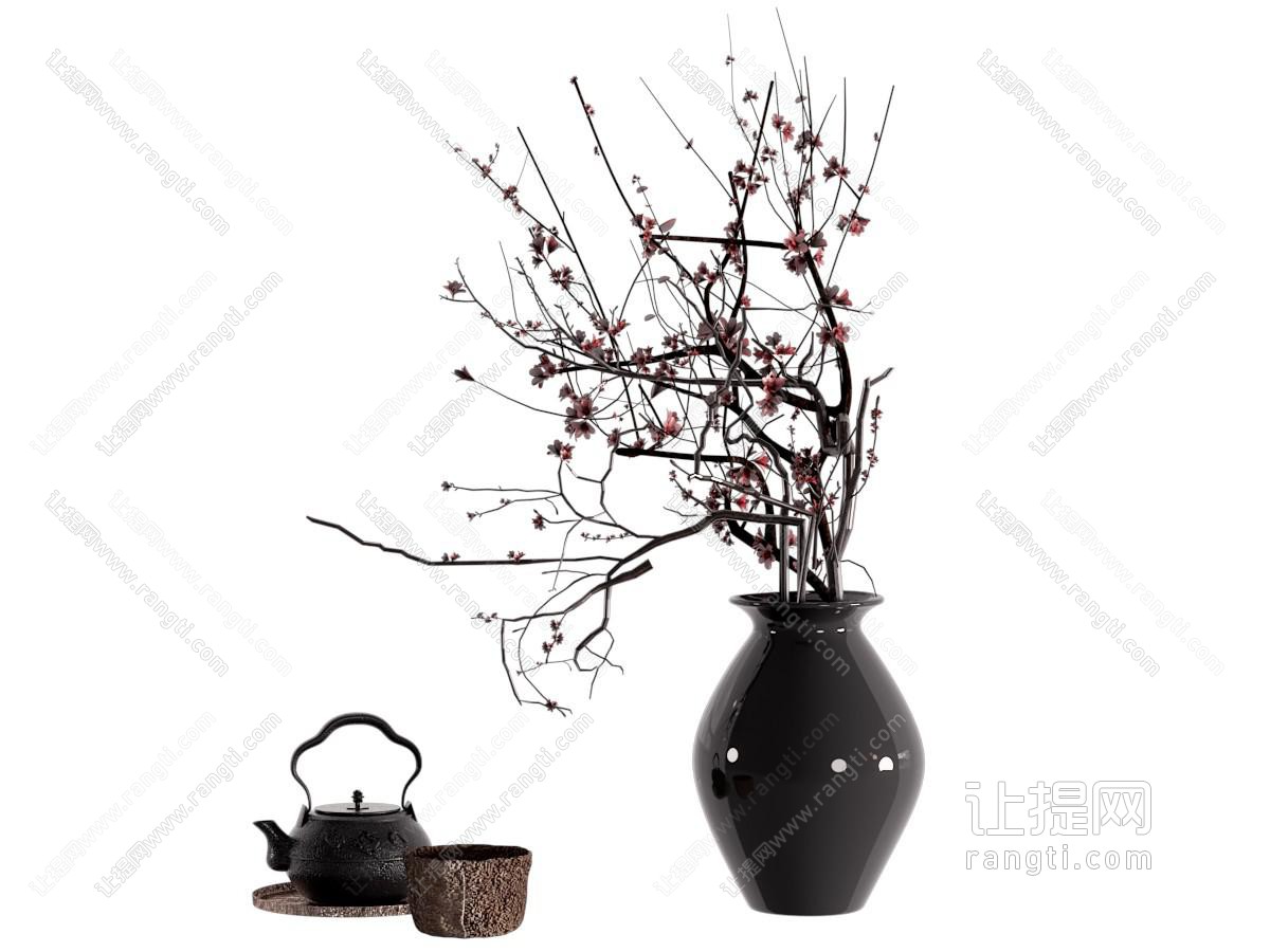 新中式陶艺花瓶花卉 茶具杯子