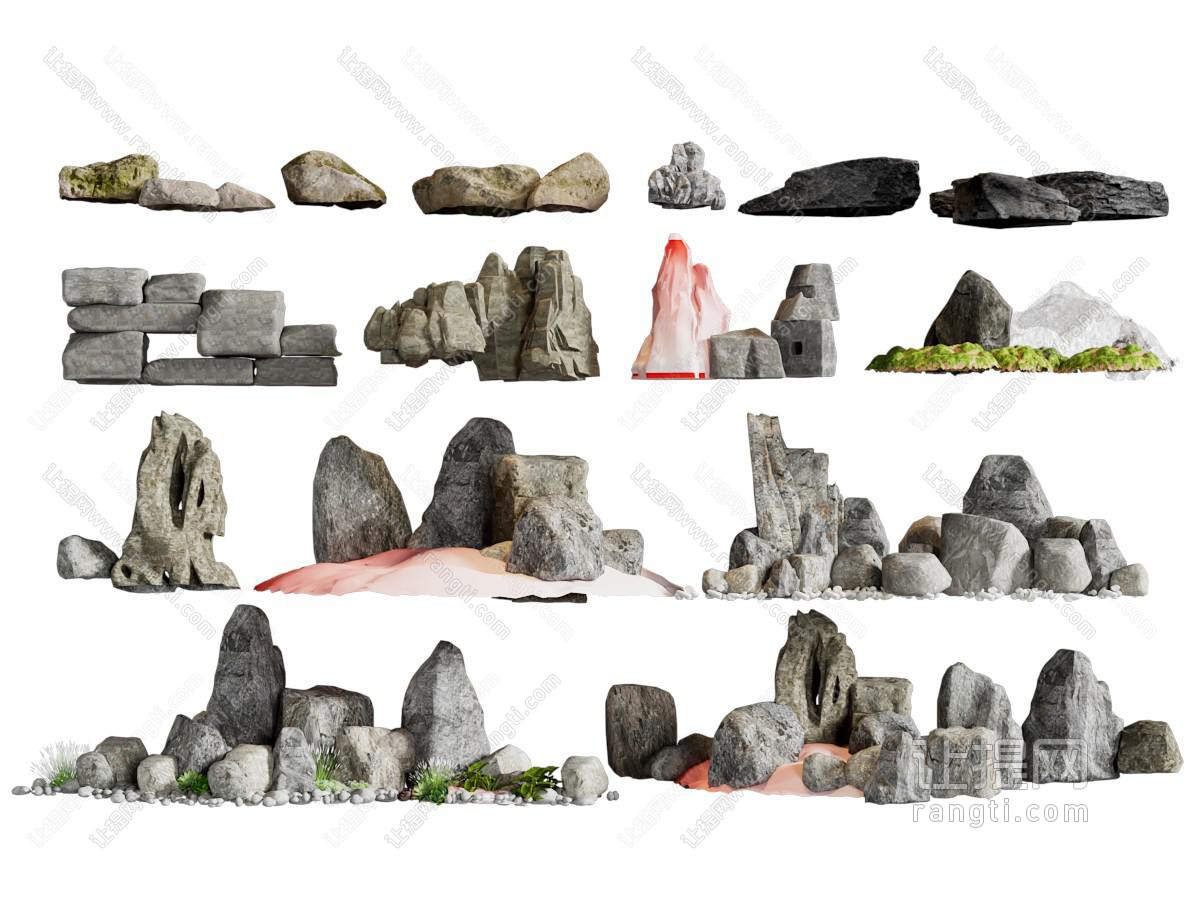 现代假山水景 假山石头 景观石 景观小品