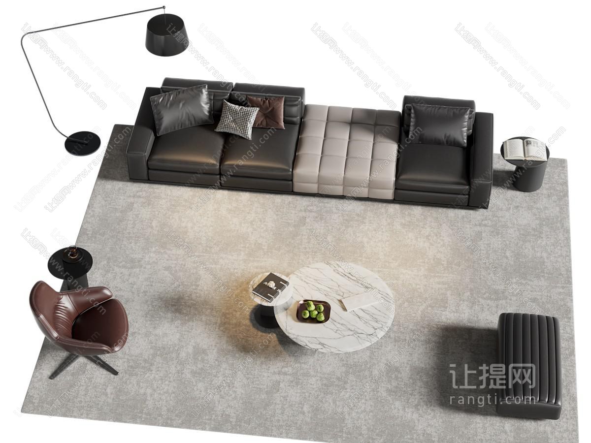 现代意式组合沙发 沙发茶几组合 多