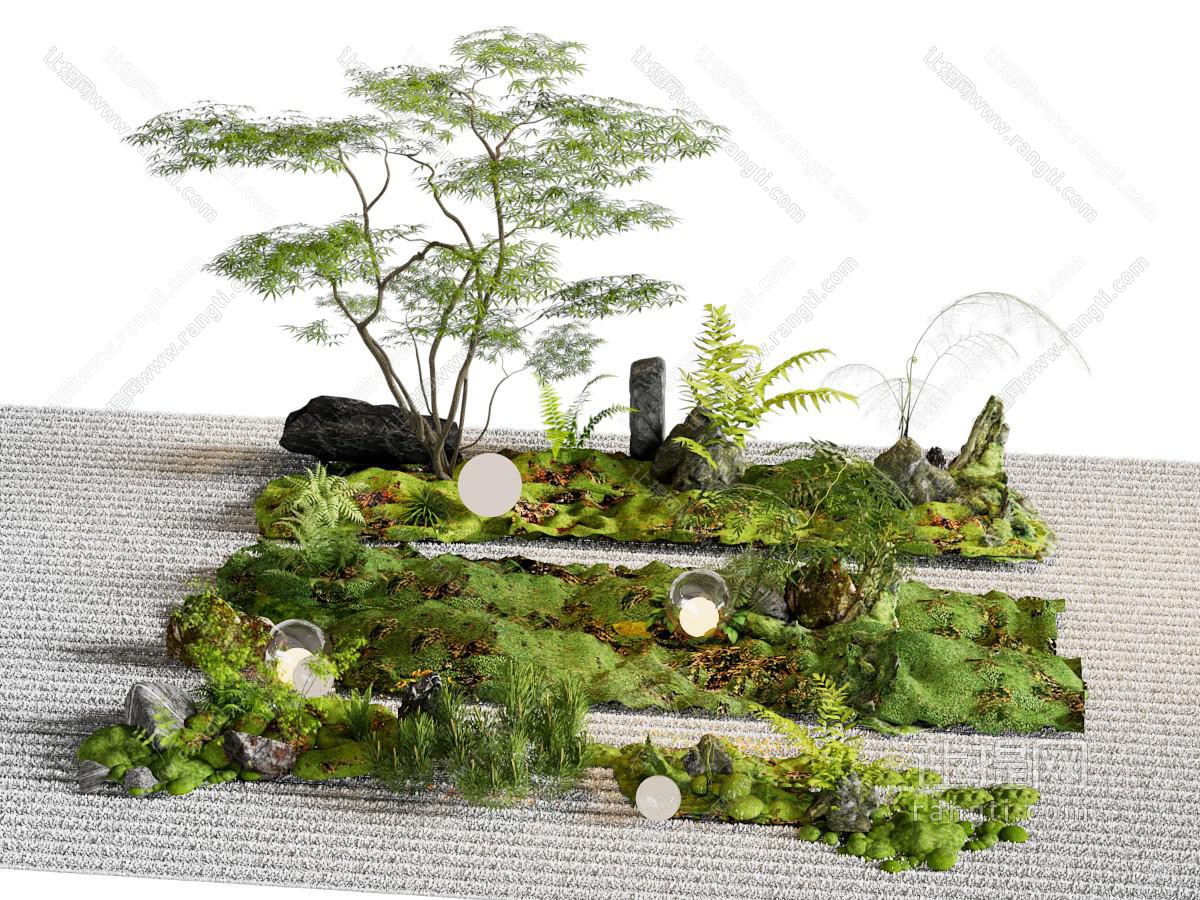 植物堆 庭院小品 苔藓 景观造景 植物组合 微地形