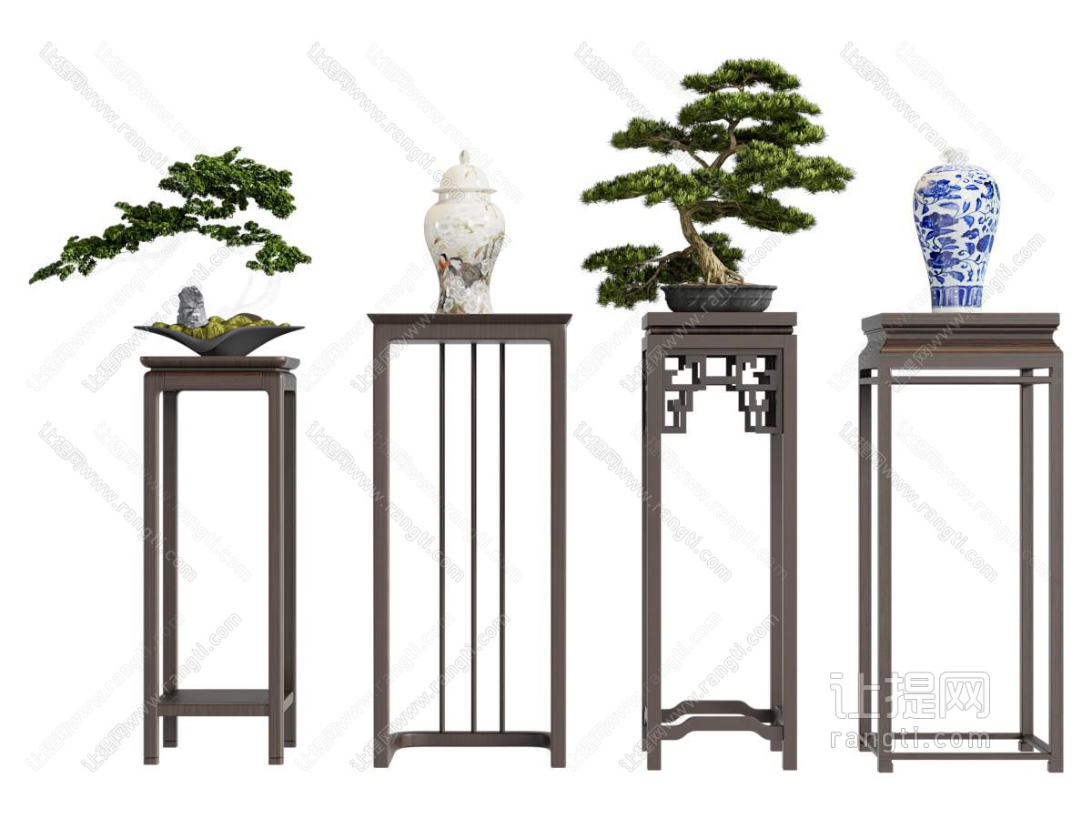 新中式花架 花几 植物盆景盆栽