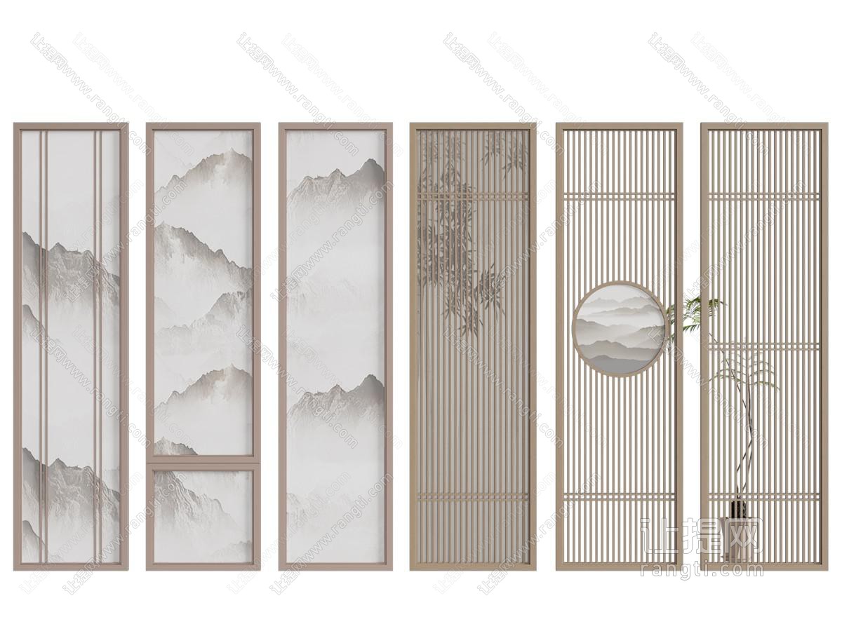 新中式隔断 山水隔断