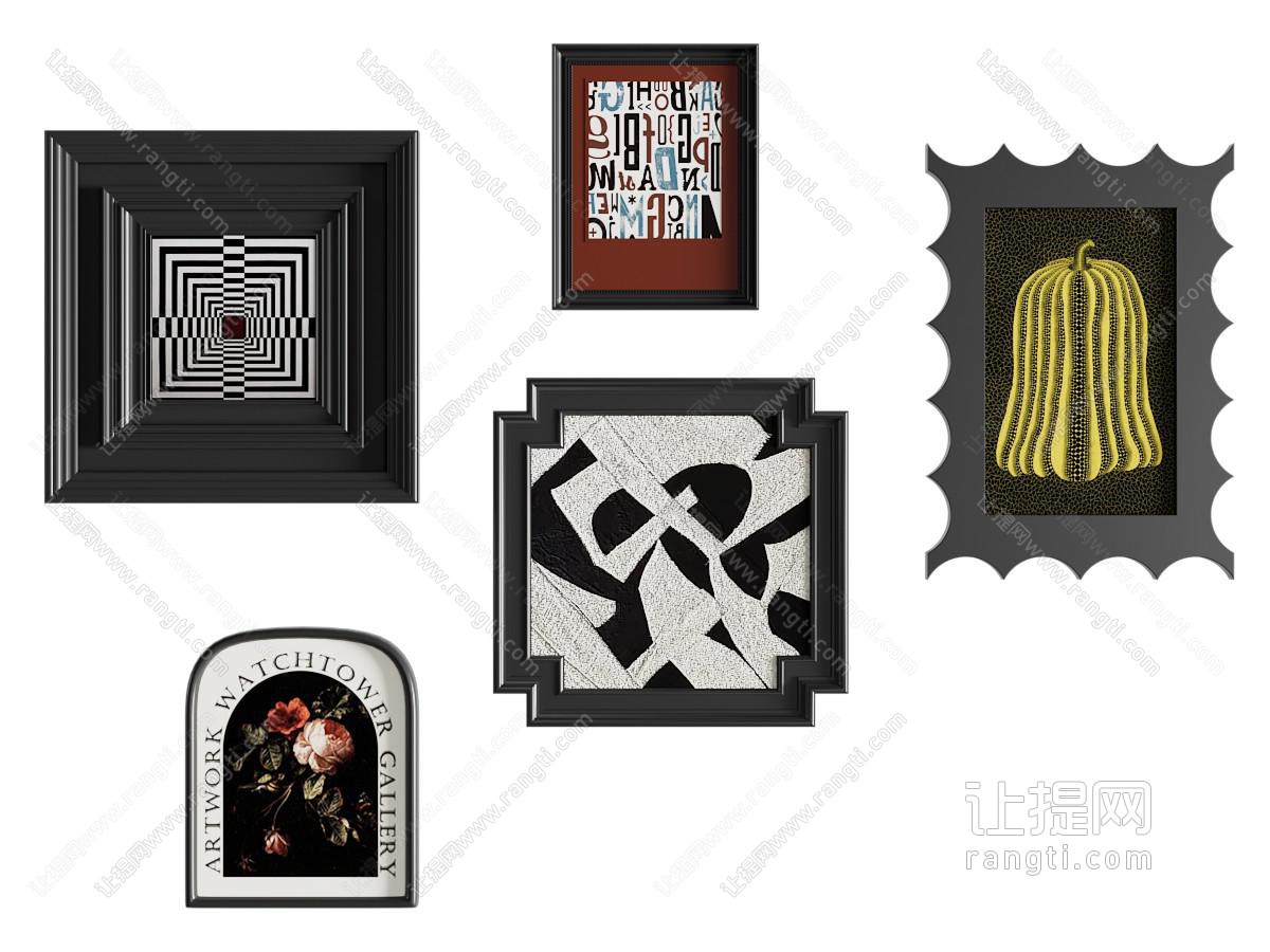 复古中古风挂画 抽象 组合