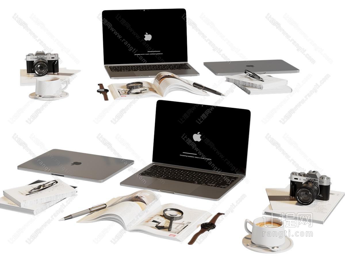 现代电脑办公用品组合