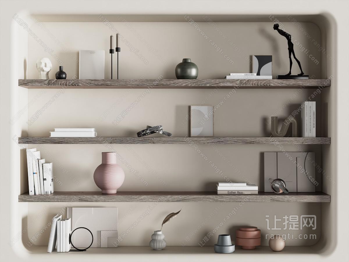 现代装饰品 摆件 书籍 花瓶