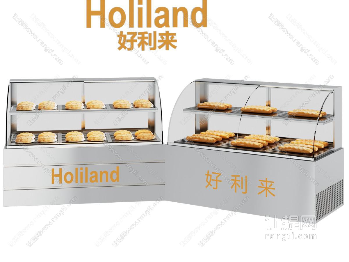 现代不锈钢面包店展示柜