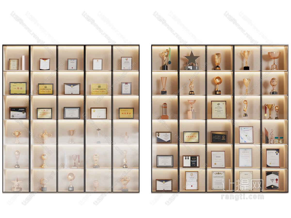 现代奖杯奖牌 证书 展示柜 展柜