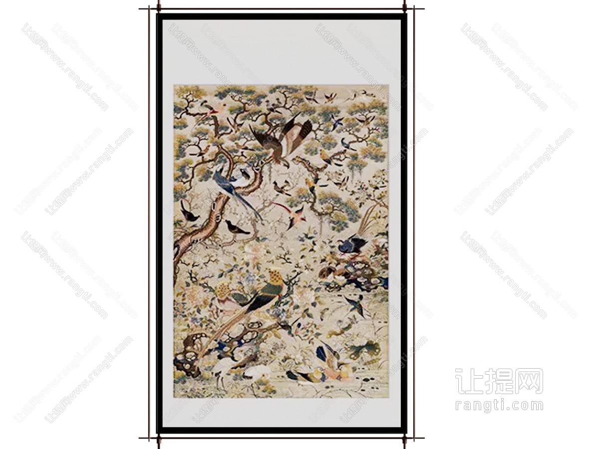 现代新中式挂画 油画 长条 立体 抽象