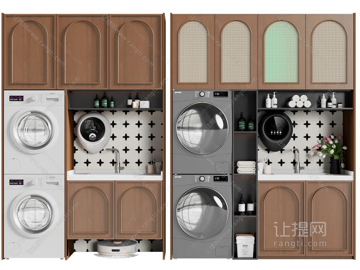中古风阳台柜 洗衣机柜