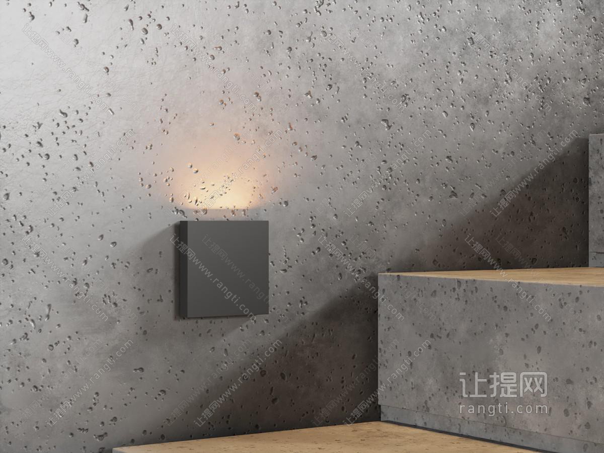 现代工业风墙面 清水混凝土墙面 水泥墙面 梯步灯 楼梯