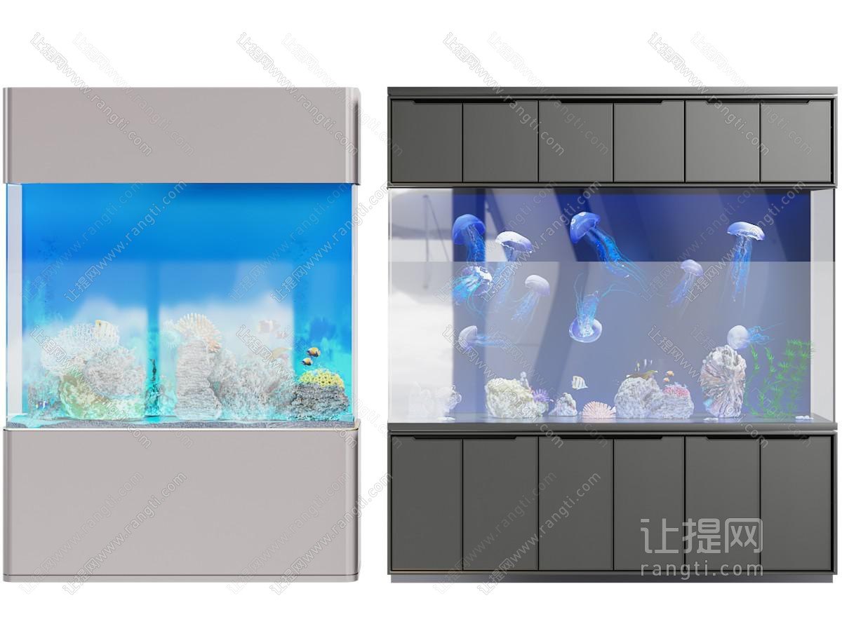 现代别墅大鱼缸水族