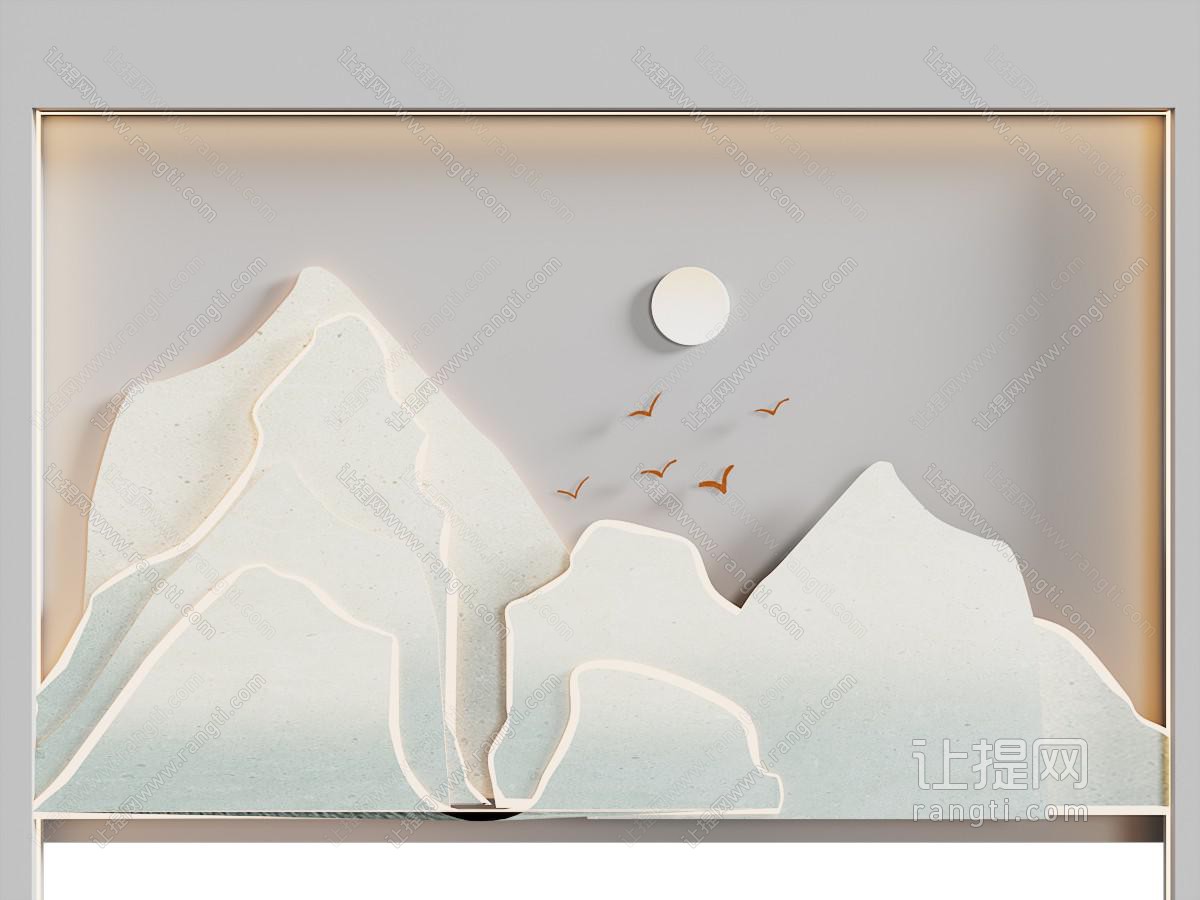 新中式山水画背景墙