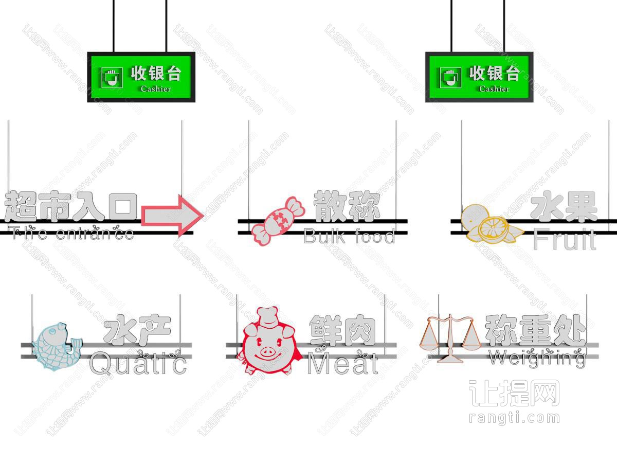 超市分区灯箱 指示牌