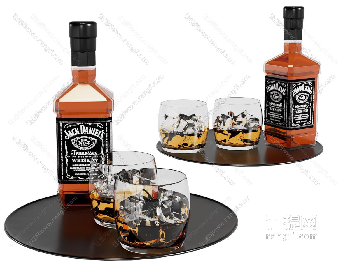 现代托盘酒瓶酒杯