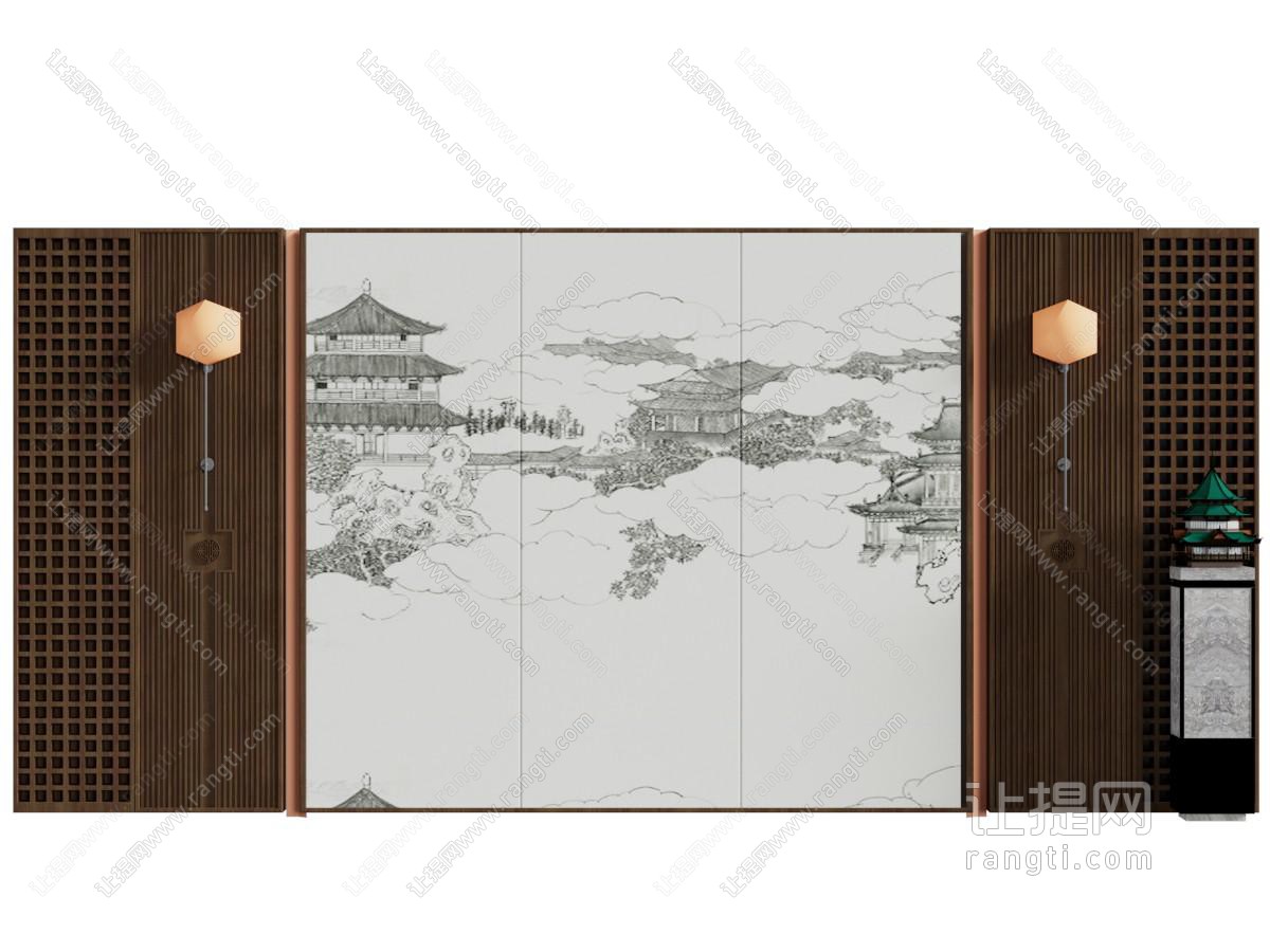 新中式沙发背景墙