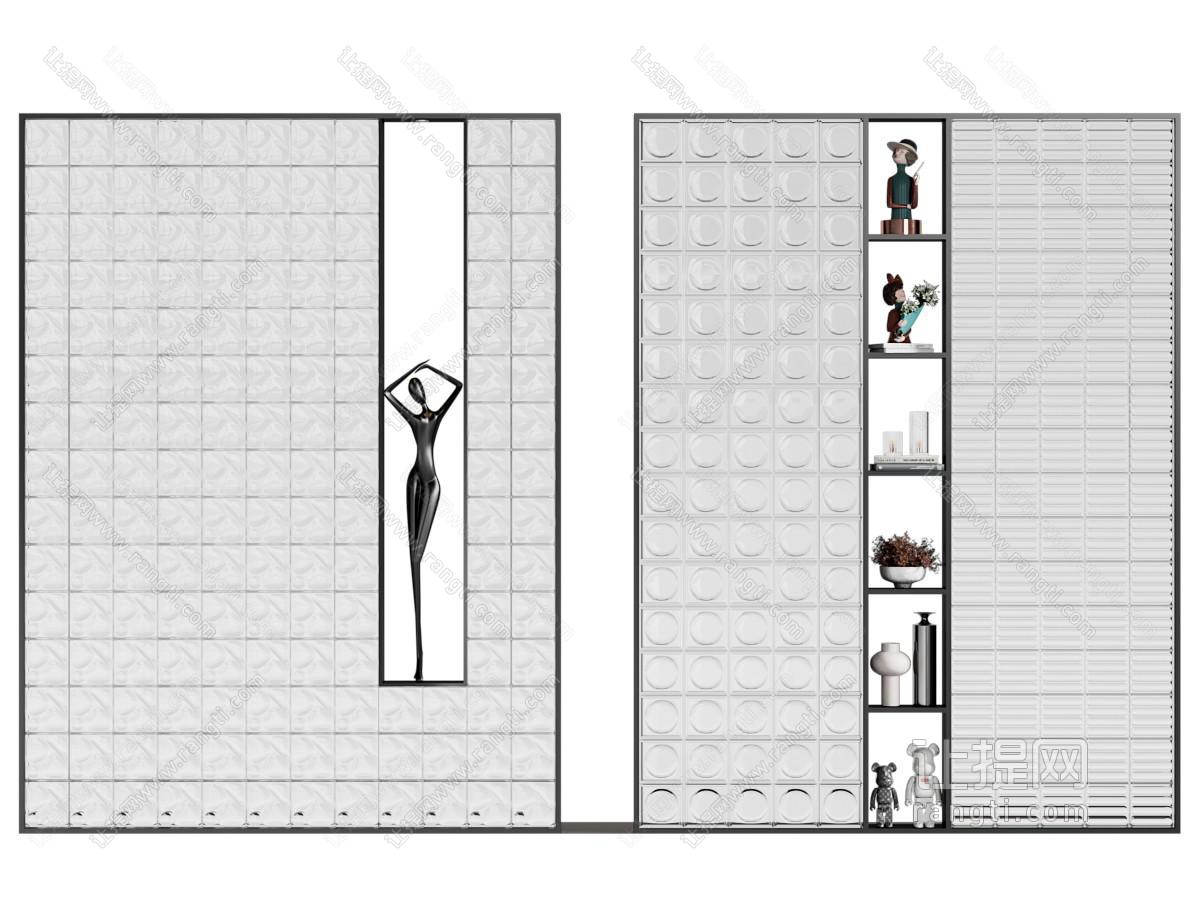 现代玻璃砖屏风隔断