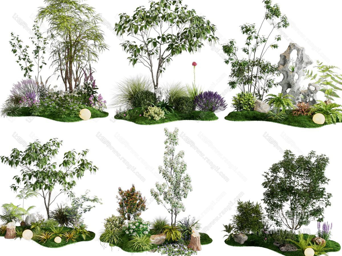 景观小品 植物造景 植物堆