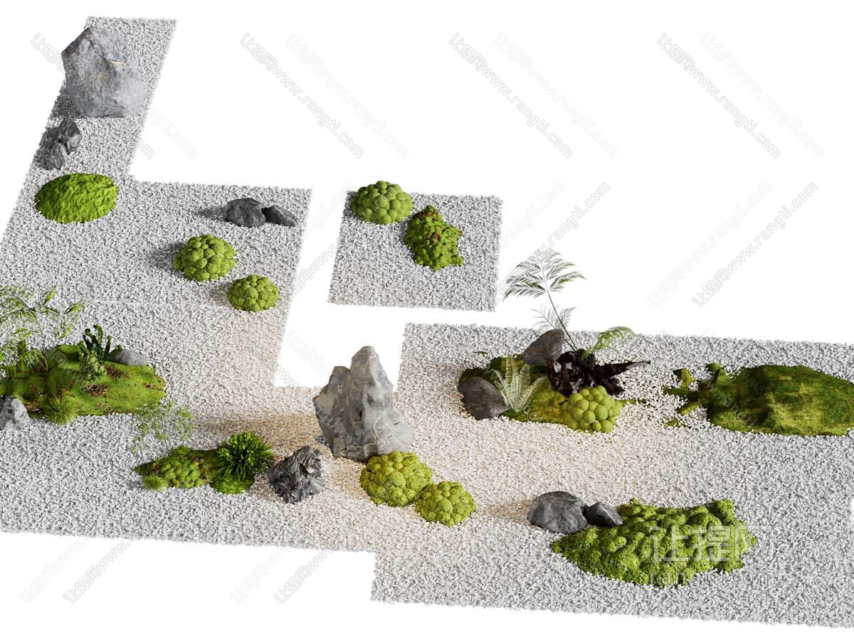 景观园艺小品 苔藓 石头