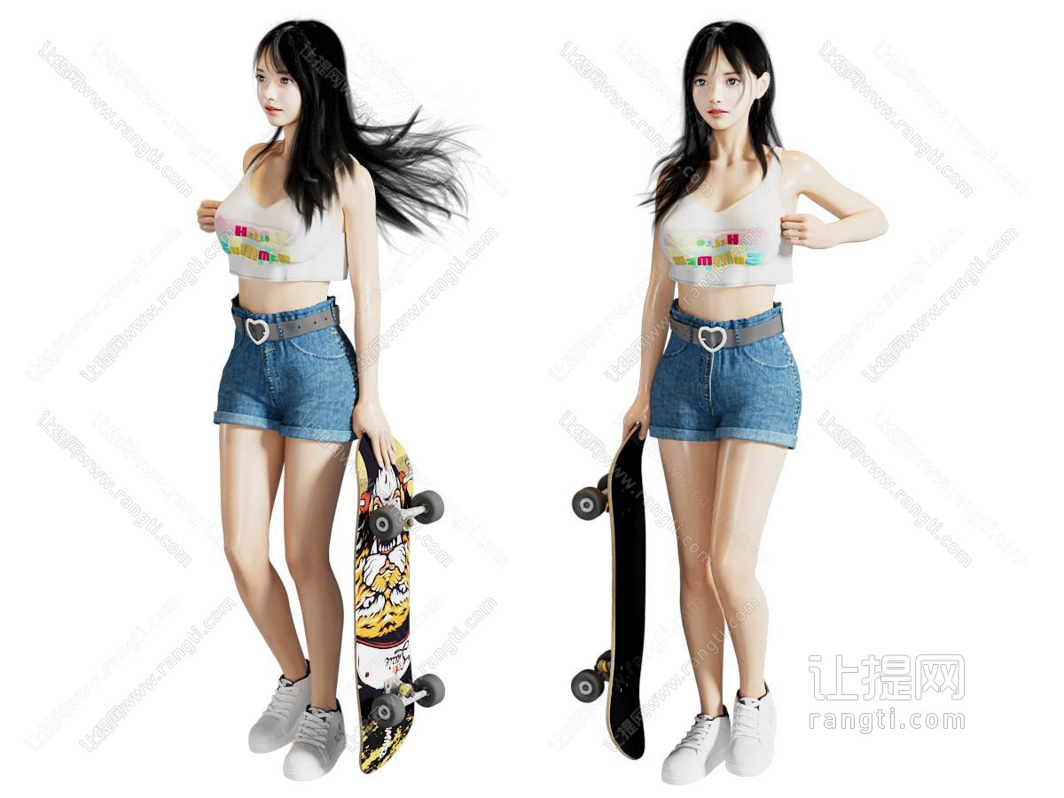 滑板美女人物