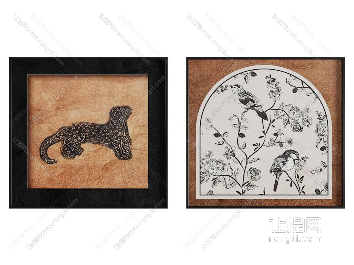 中古风挂画 肌理画 装饰画