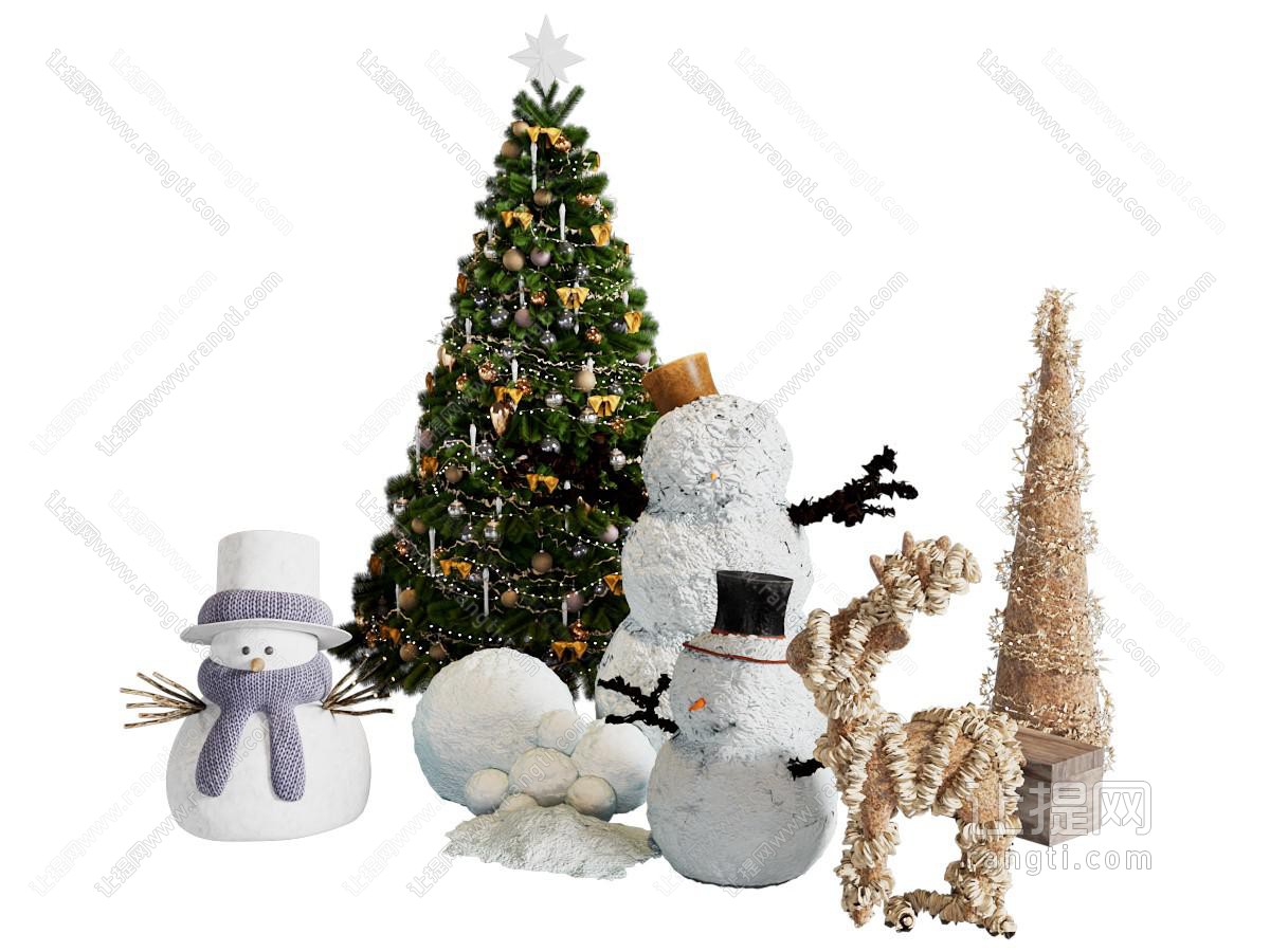 圣诞节美陈 雪人 圣诞树