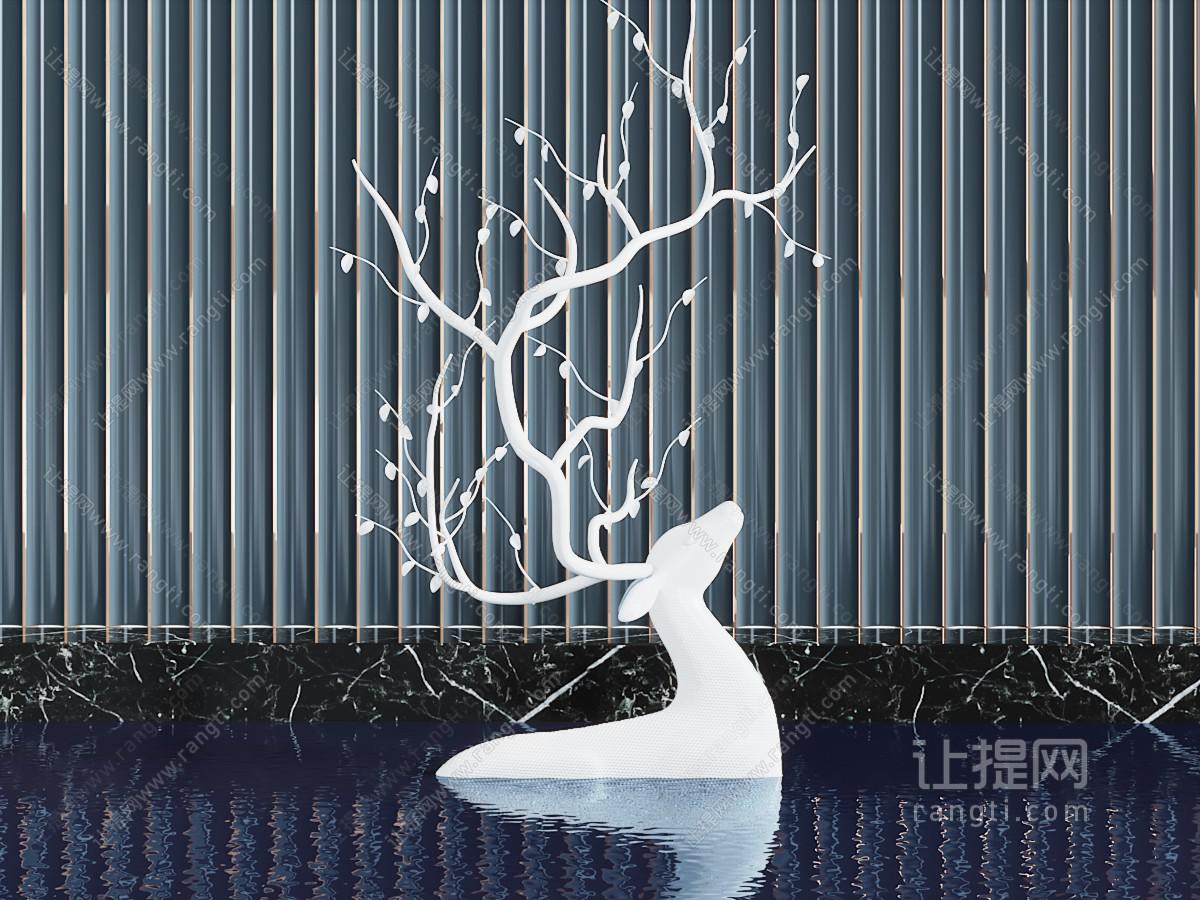 现代梅花鹿雕塑