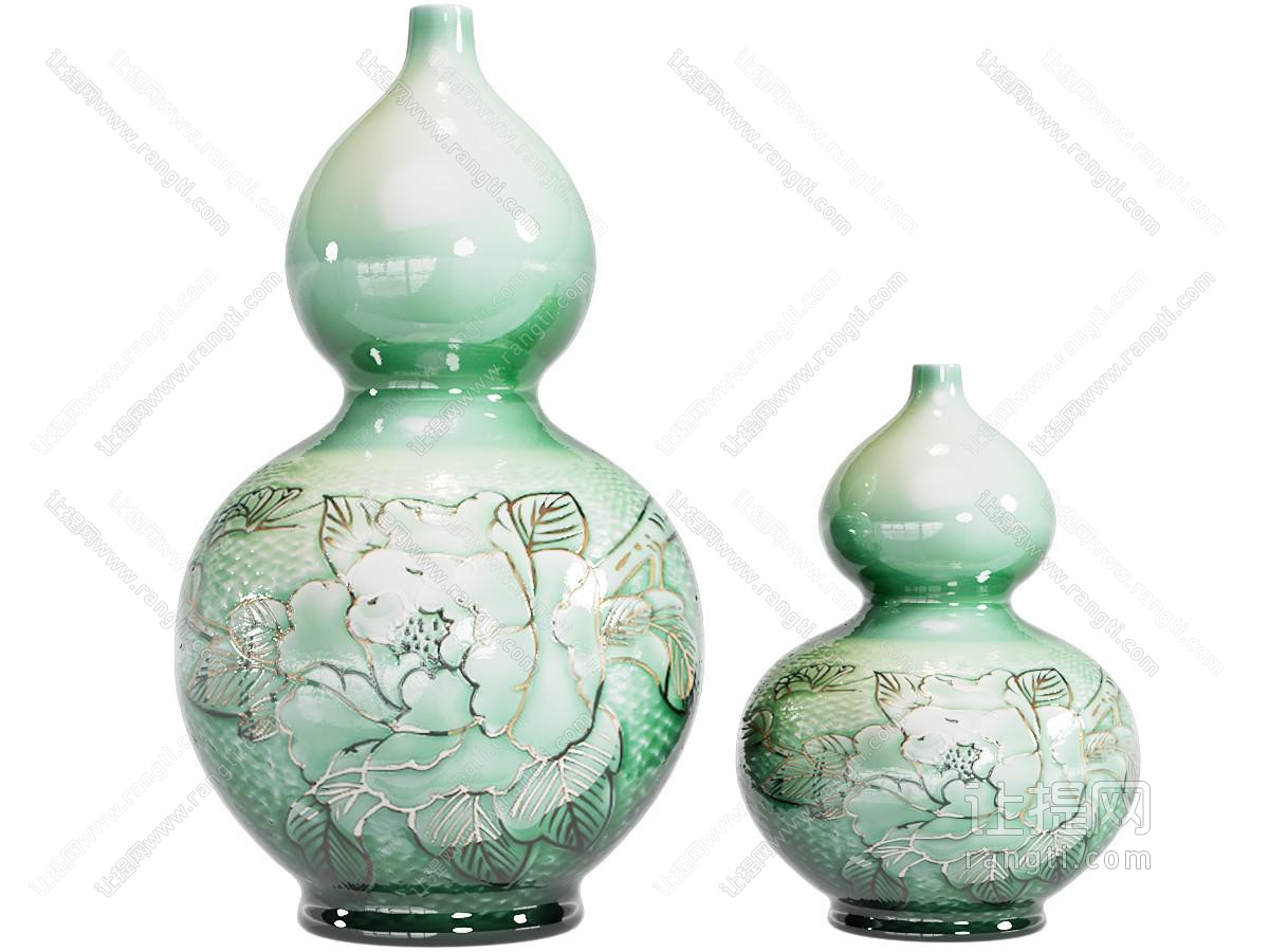 现代新中式摆件组合 葫芦 瓷器 艺术品