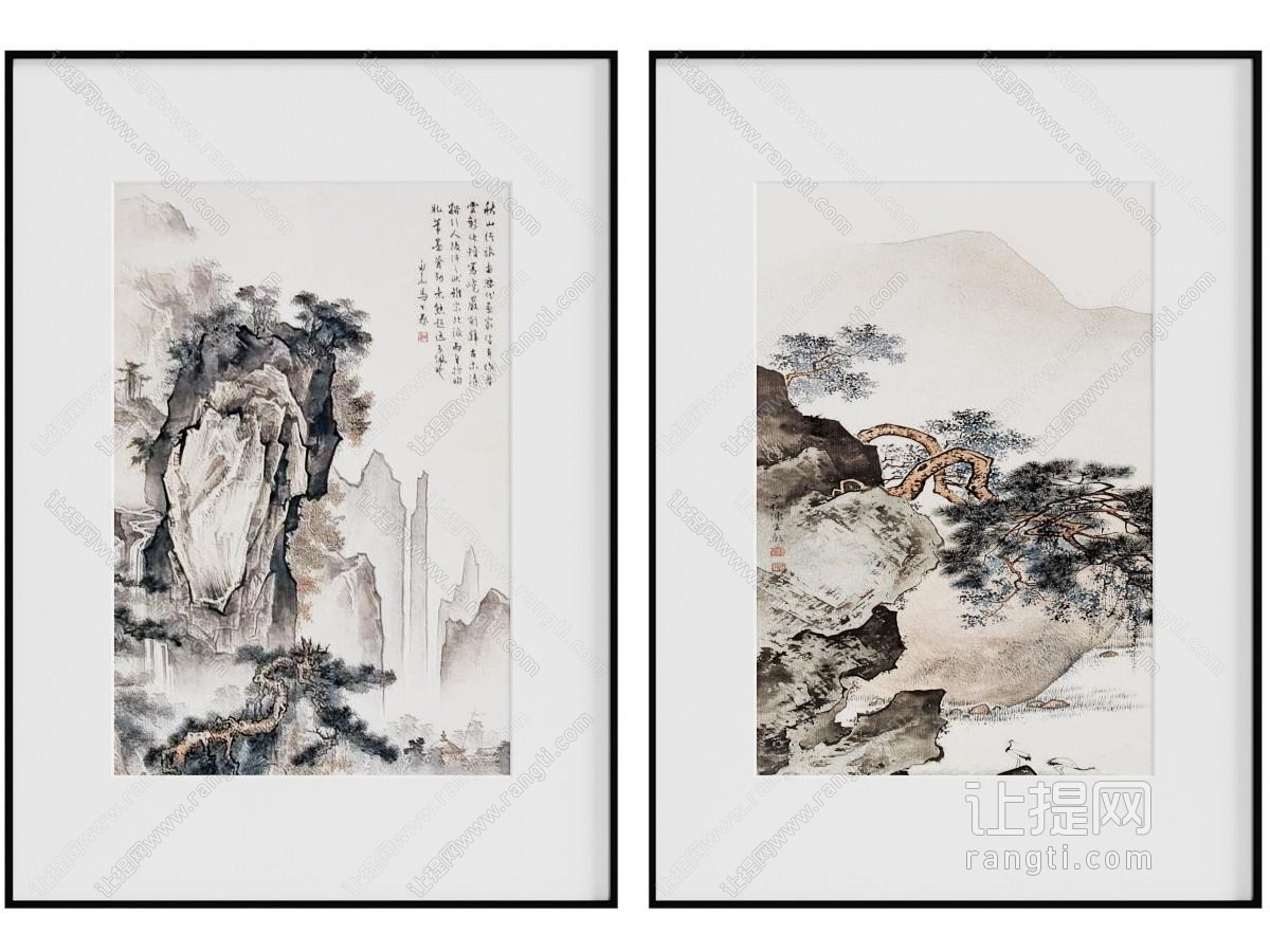 新中式挂画 组合画 装饰画