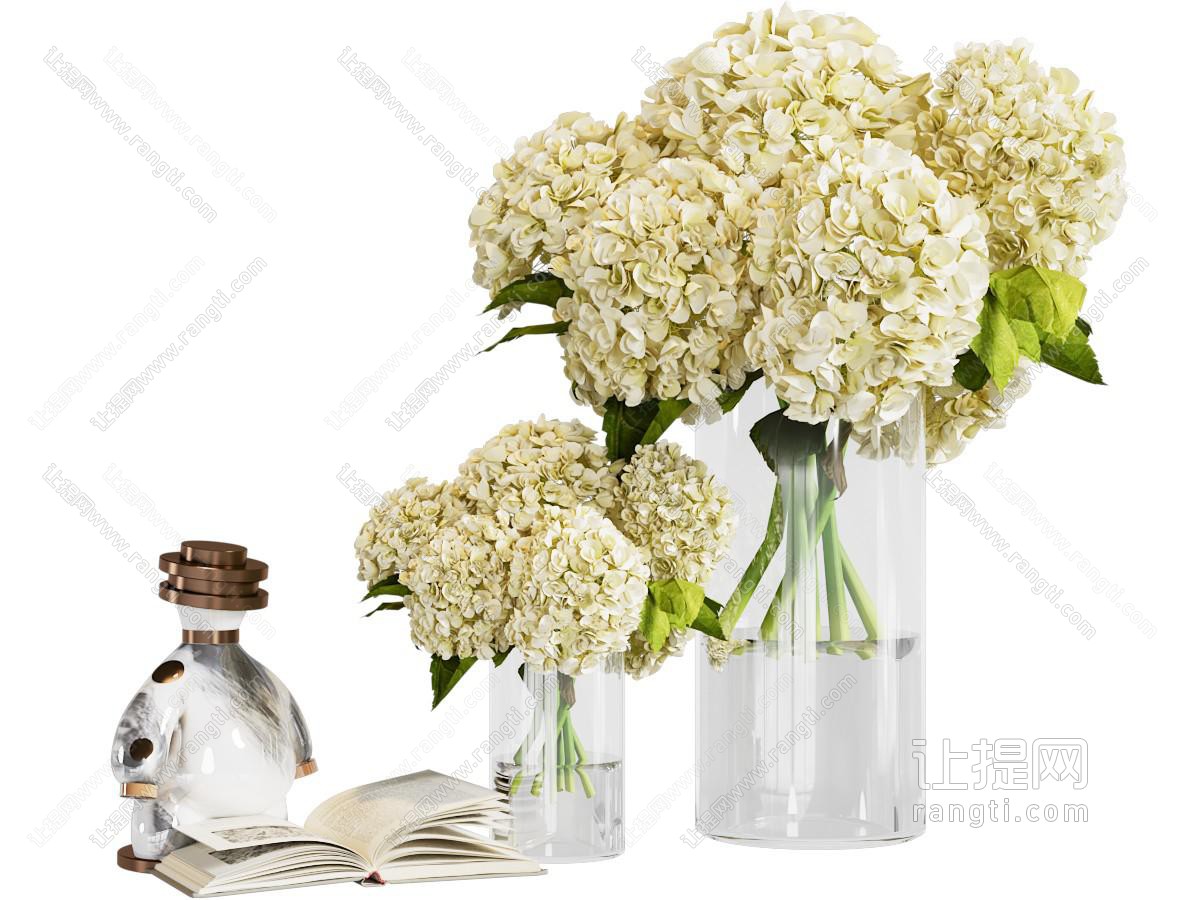 现代轻奢摆件组合 摆件组合 花艺 花瓶 绿植摆件 玻璃