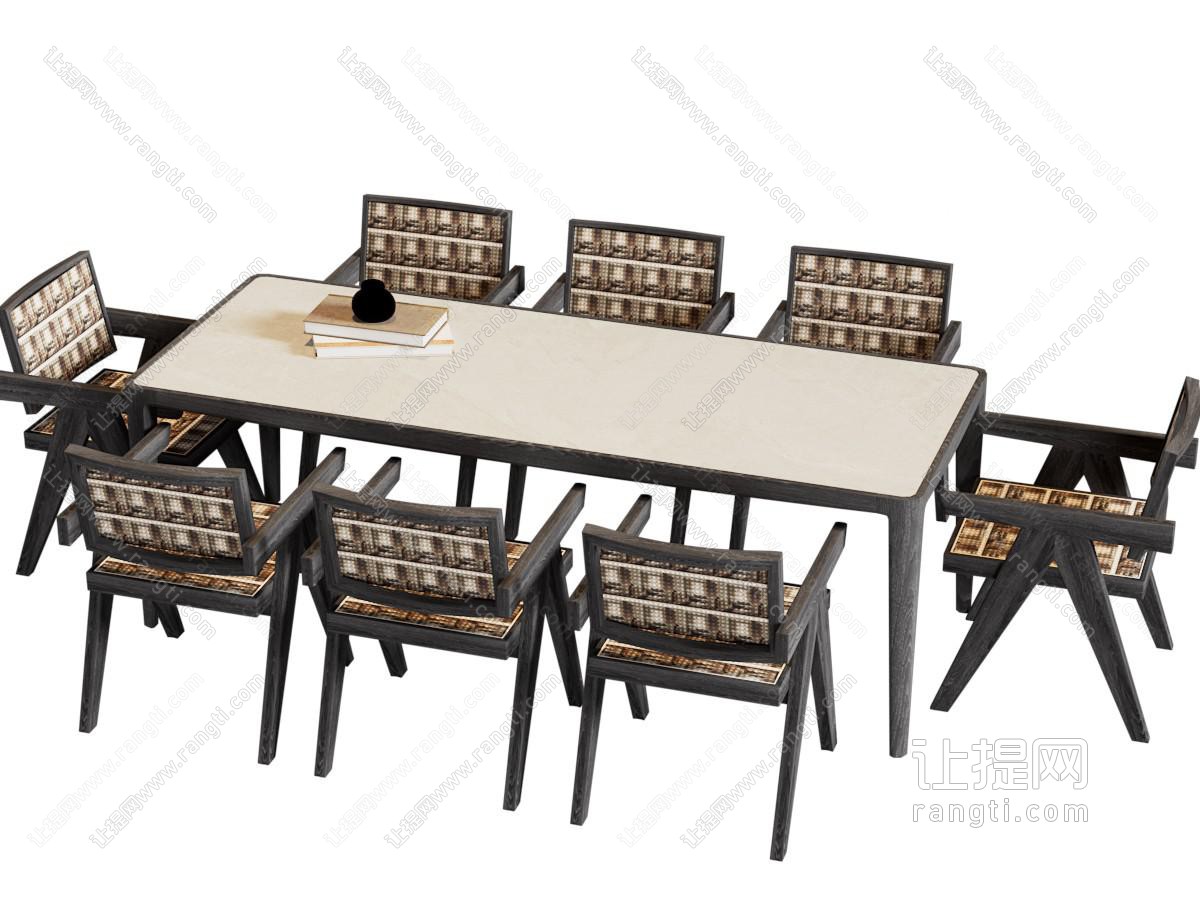 侘寂藤编餐桌椅