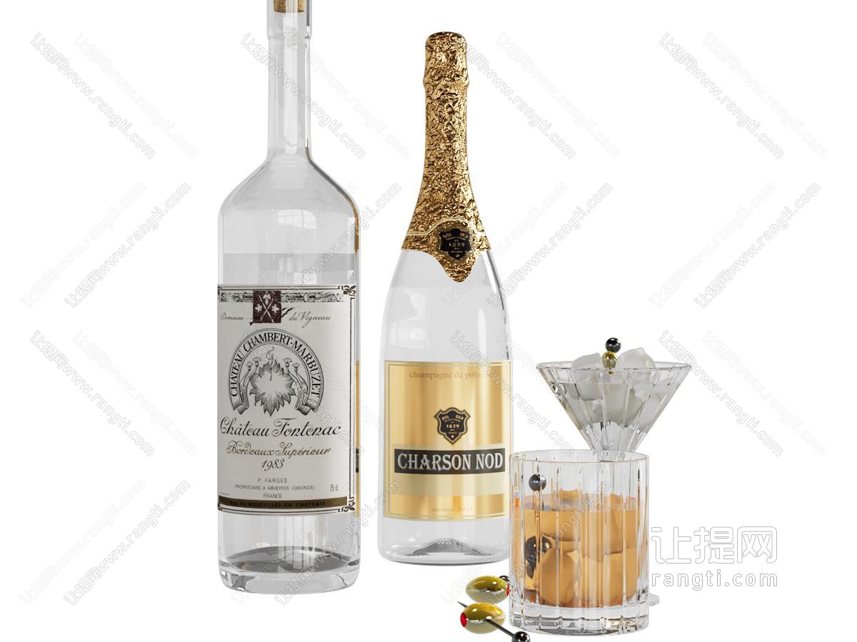 现代酒瓶 瓶子 厨房摆件 高脚杯
