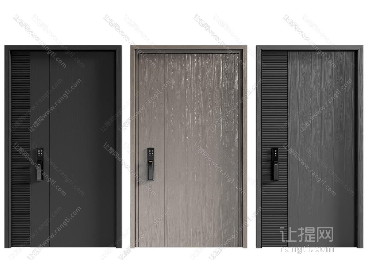 现代子母入户门 防盗门 平开门