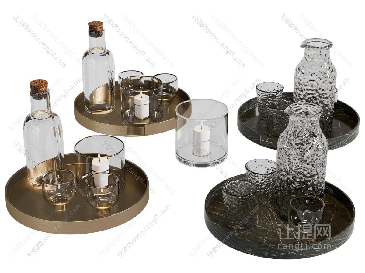 现代水杯 水壶 水瓶 酒水 托盘