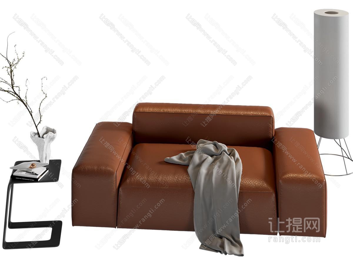 现代皮革单人沙发
