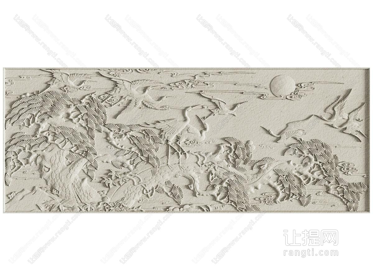 中式松鹤延年雕花