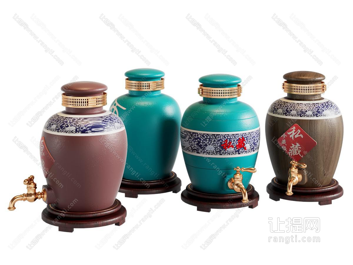 酒水食物 新中式酒桶 白酒 酒具