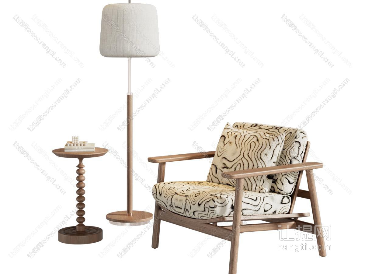 中古休闲椅 中古风休闲椅 边几 落地灯