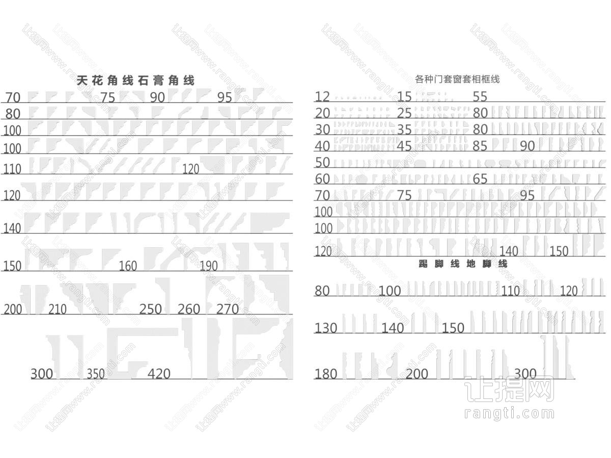 现代石膏线条 踢脚线