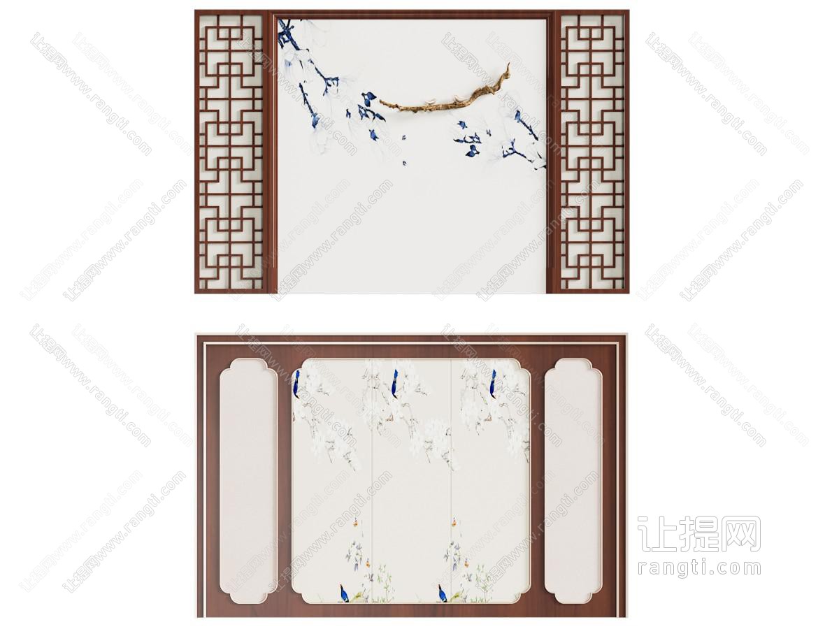 中式床头背景墙