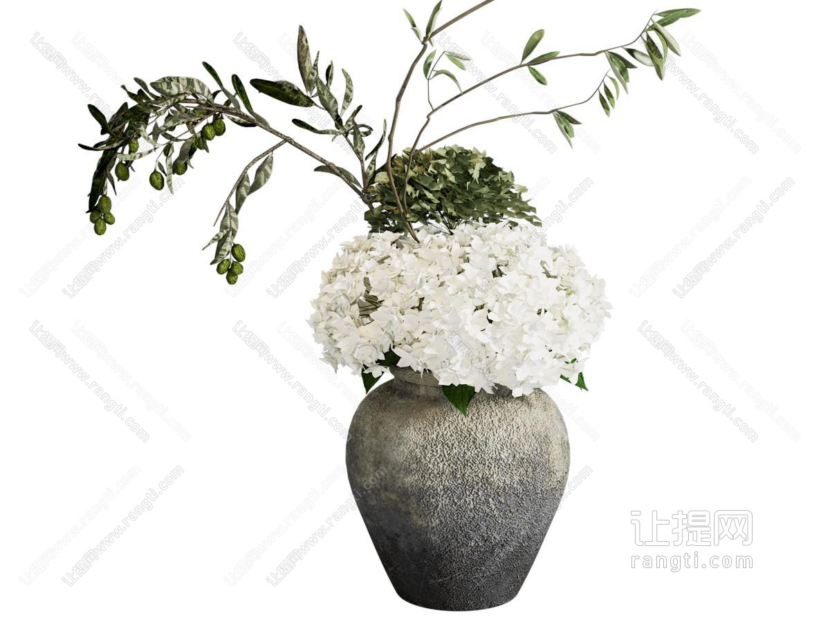 盆栽 中式插花花艺干花 公主花小手球花 酒店民宿软装花艺 侘寂风仿生花插花 绣球花婚庆摆件花