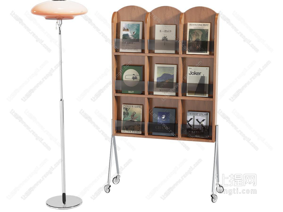 中古书架 中古风实木书架 杂志移动书架