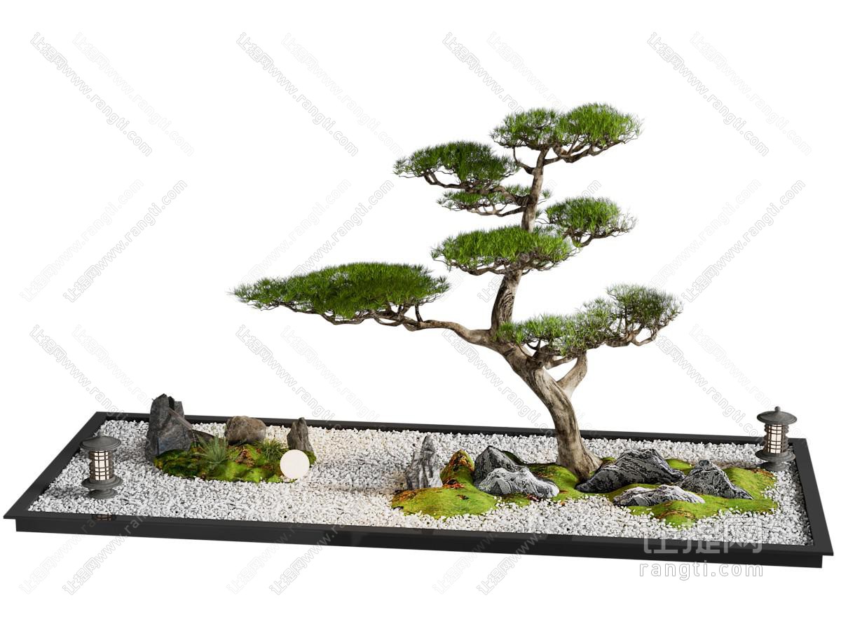 新中式景观小品 植物造景 景观造景