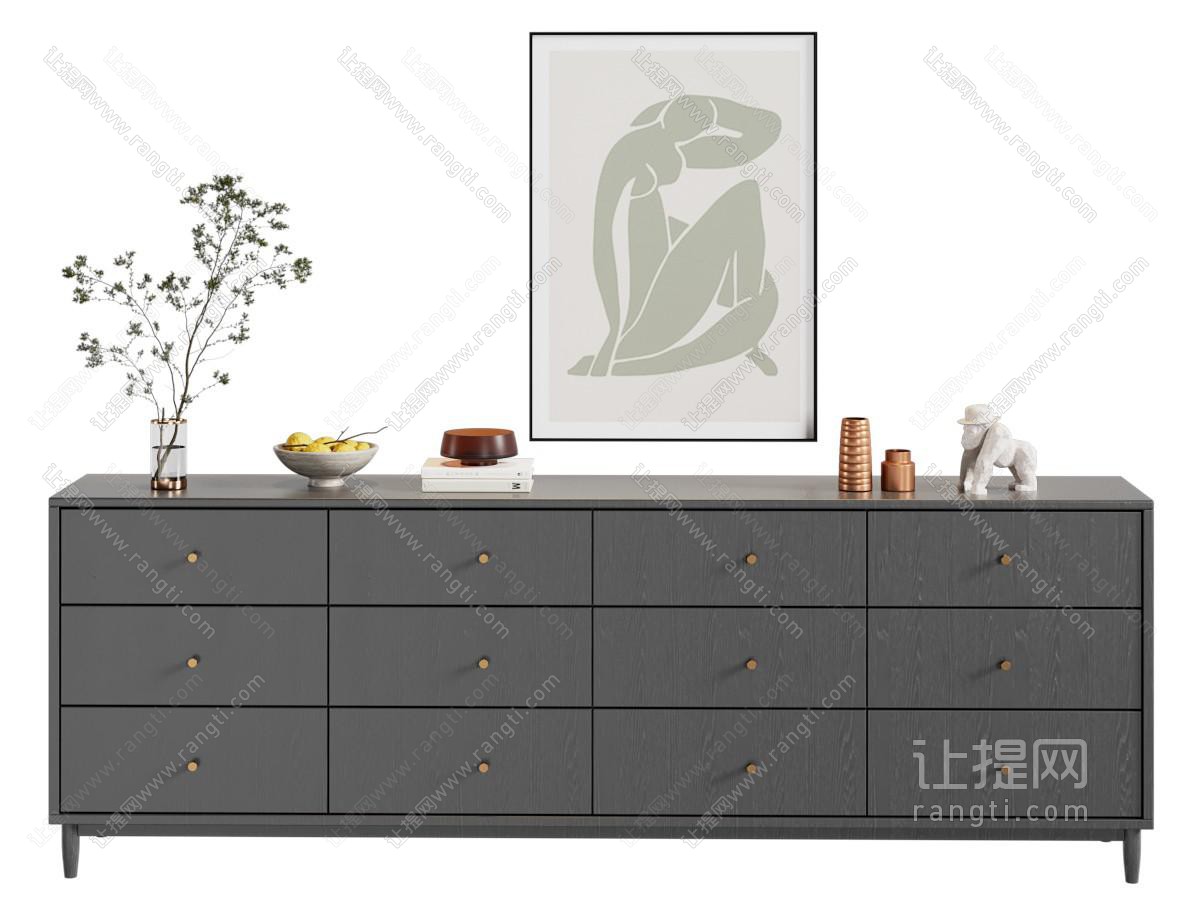 现代黑色玄关柜