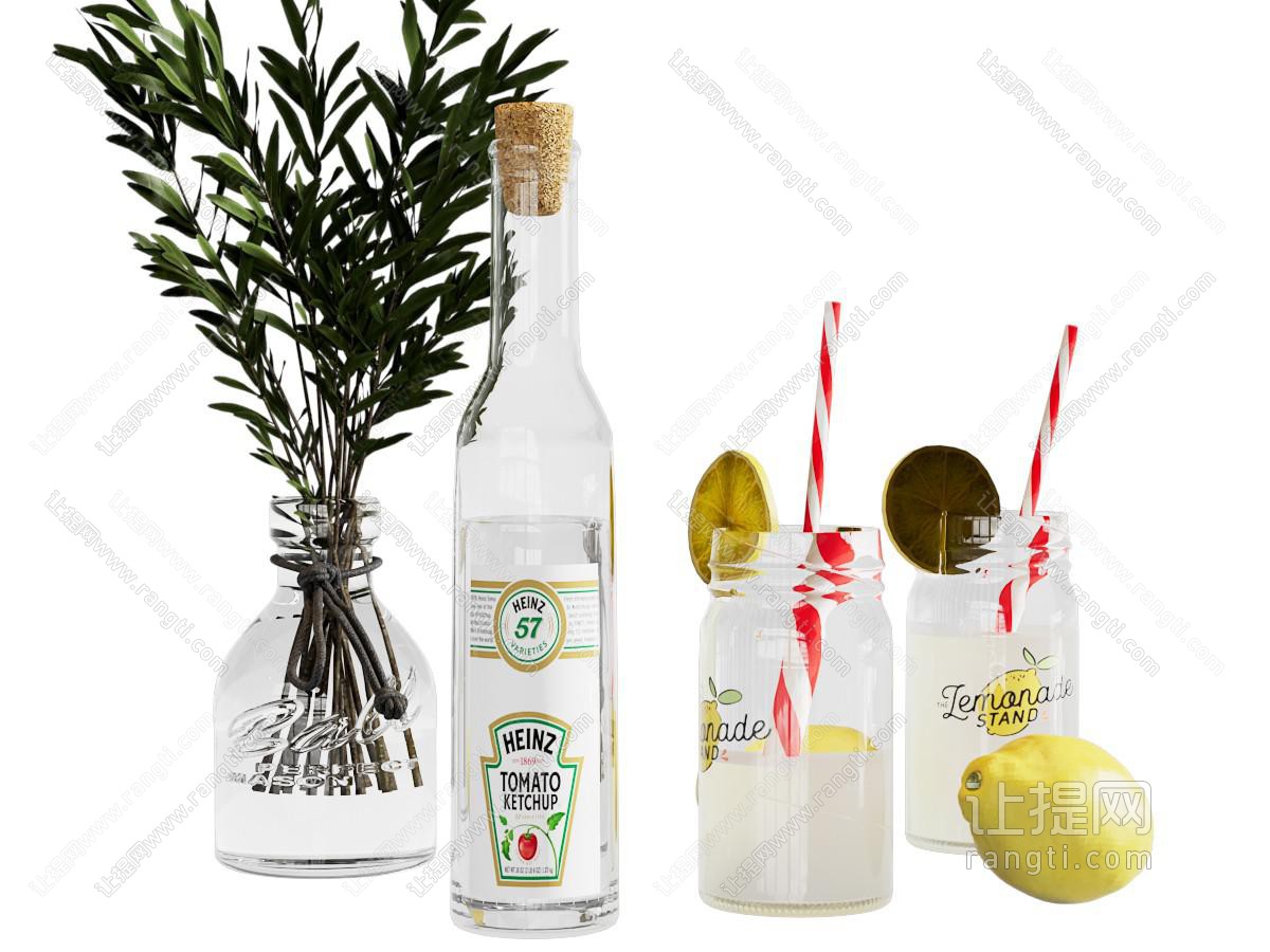 厨房用品 厨房摆件 酒瓶 杯子 花瓶 水果